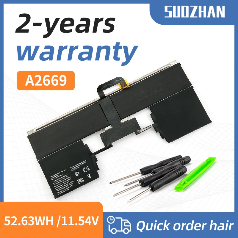 

SUOZHAN New A2669 Laptop Battery For Apple MacBook Air 13 inch M2 A2681 2022 Year 11.54V 52.6WH 4561mAh Fast Delivery