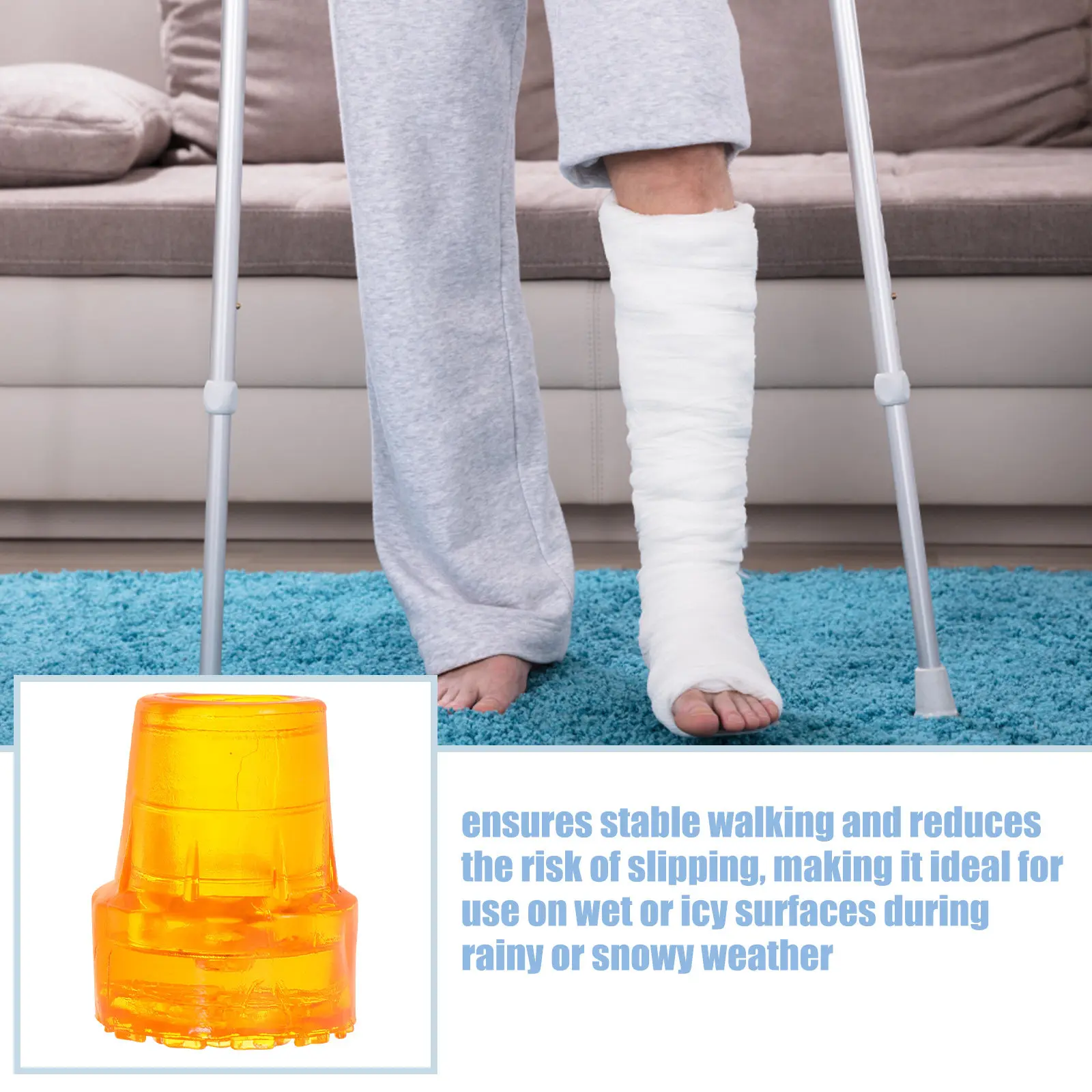 10Pcs Non-Slip Rubber Cane Tips Heavy Duty Walker Replacement Caps for Walking Canes Sticks Crutches Seniors Yellow