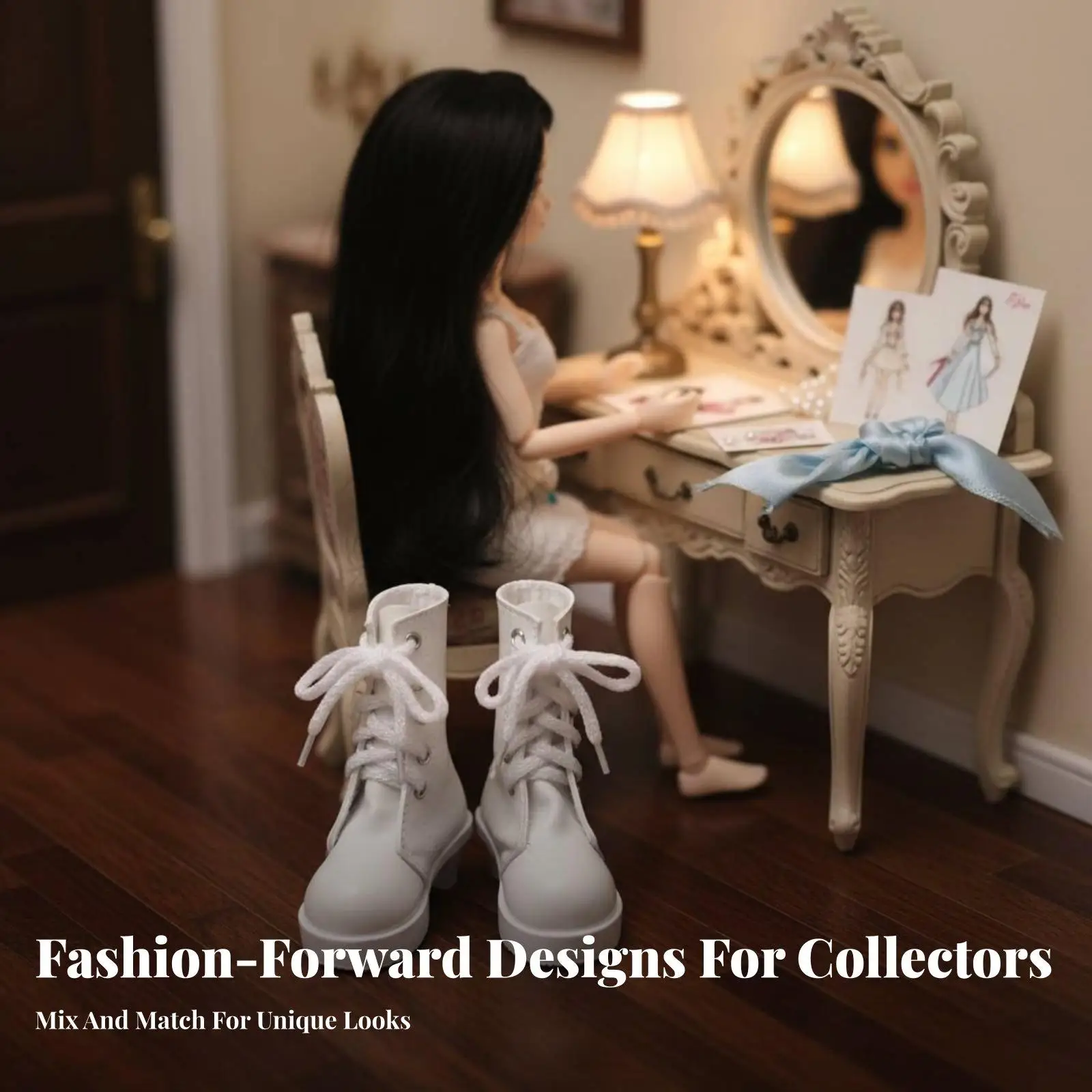 Doll Ankle Boots PU Leather 60cm Doll Shoes Fashionable Design Miniature Utility view 4