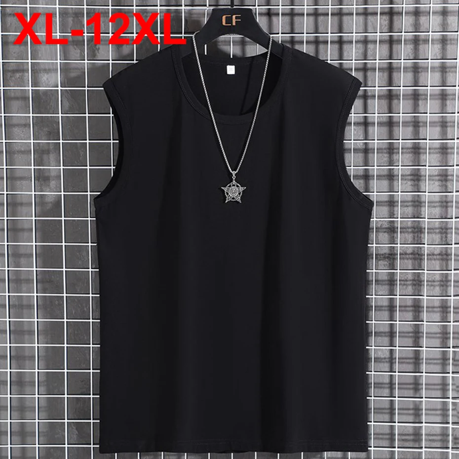 

12XL Большие размеры Мужские майки Летние однотонные черные свободные повседневные хлопковые жилеты Футболки без рукавов Большой размер 10XL 9XL Майки