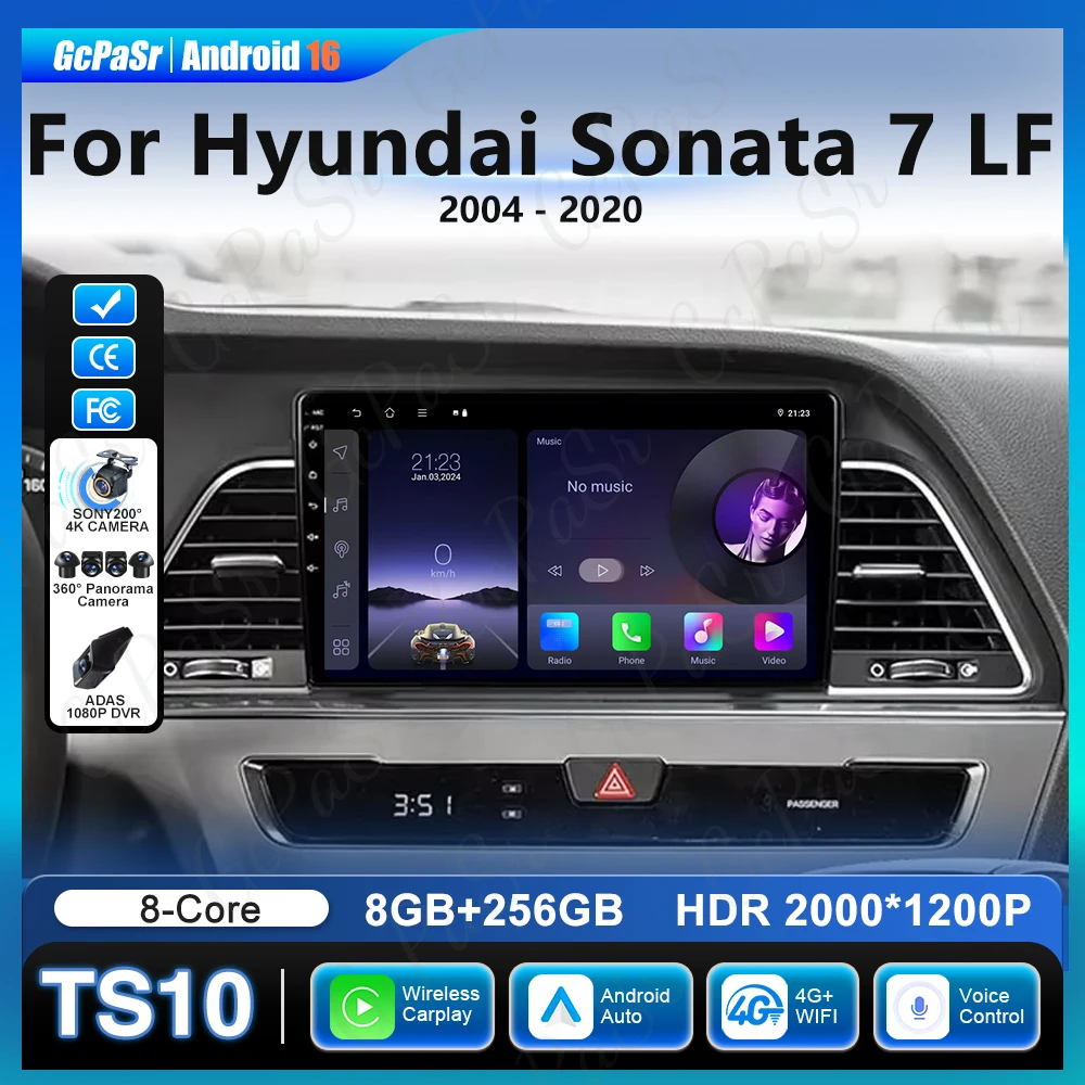 Android 16 coche para Hyundai Sonata 7 LF 2014 - 2020 reproductor Multimedia CPU de alto rendimiento 4G WIFI GPS No 2din DVD pantalla táctil 1
