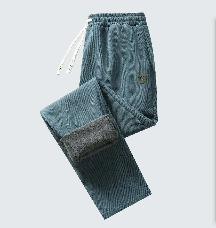 

Winter New Fashionable Solid Color Thick Velvet Warm Straight Pants for Men's Casual Loose Sports Large Size High end Pants