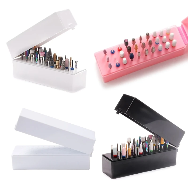 Y1UF 30/48 Holes  Drill Bits Storage Box Special-Purpose Nails Grinding Head Holder Stand Display Box Manicure Storage image 2