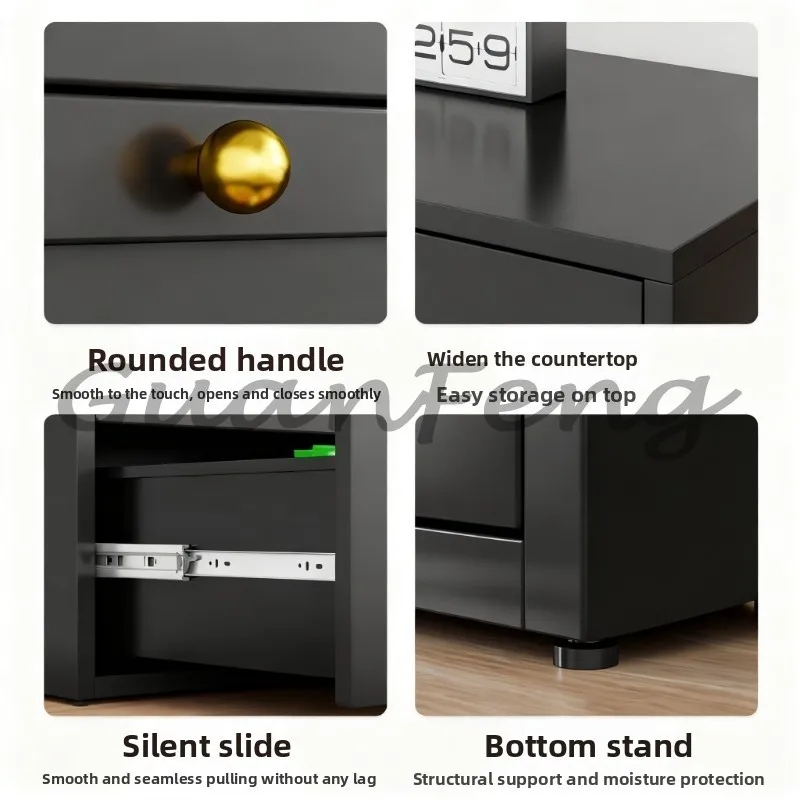 Multi-functional Steel Storage Cabinet, Modern Light Luxury Chest of Drawers, Bedroom Dresser & File Cabinet