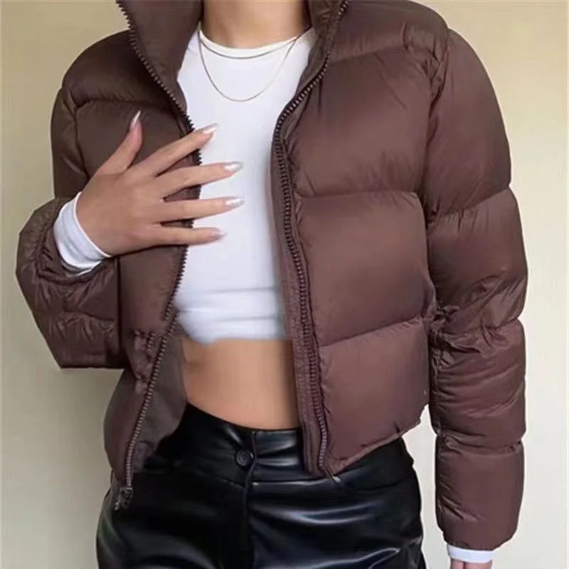 Women\'s Jacket Winter Zippers Short Puffer Coat Women Elegant Anorak Office Outerwear Casual Parkas Female Clothing  2023