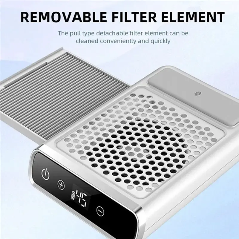 M11K-Powerful Nail Vacuum Cleaner Rechargeable Nail Dust Collector For Manicure Salon Tools EU Plug