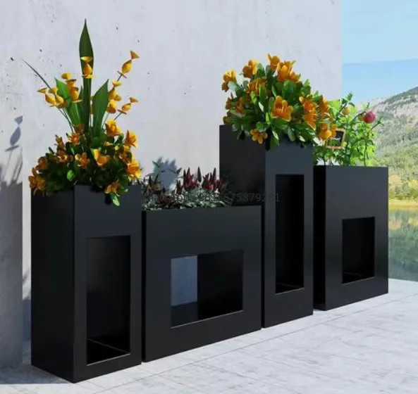 

New Nordic Creative Aluminum Flower 2022 Pot Rectangular Large Modern Simple Basin Living Room Indoor Green Plant Flower Pot