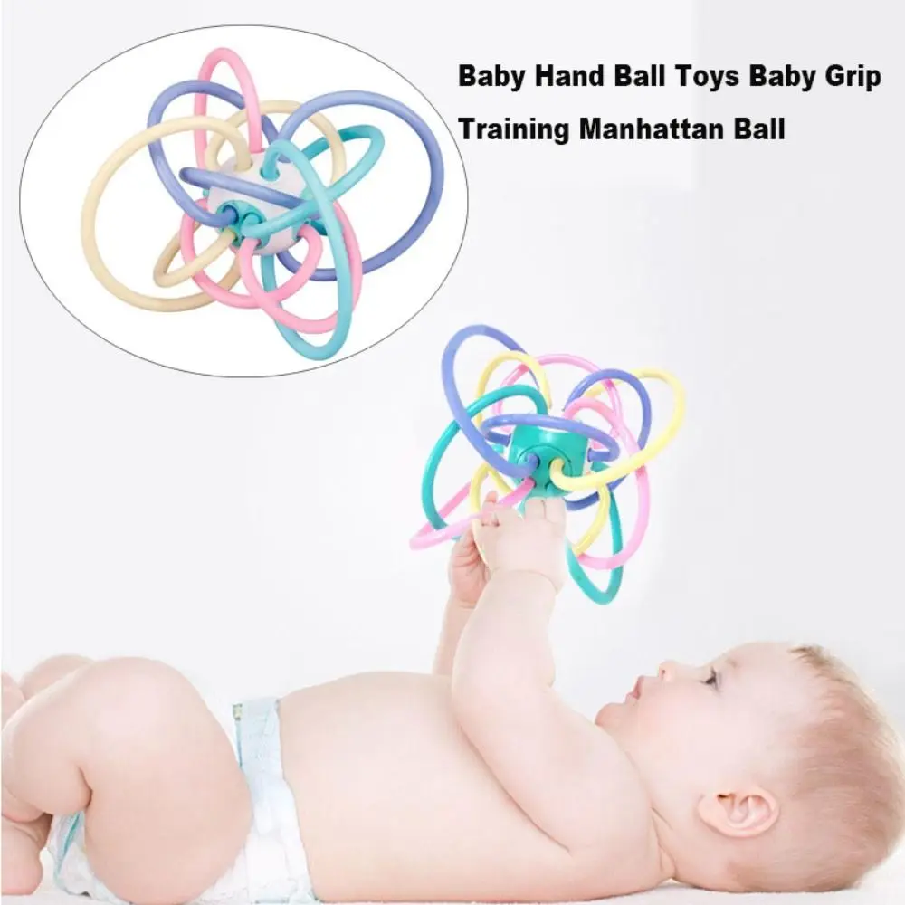 New Food Grade Baby Hand Ball 2 Sizes Plastic Baby Grip Training Toys Biteable Boilable Manhattan Ball
