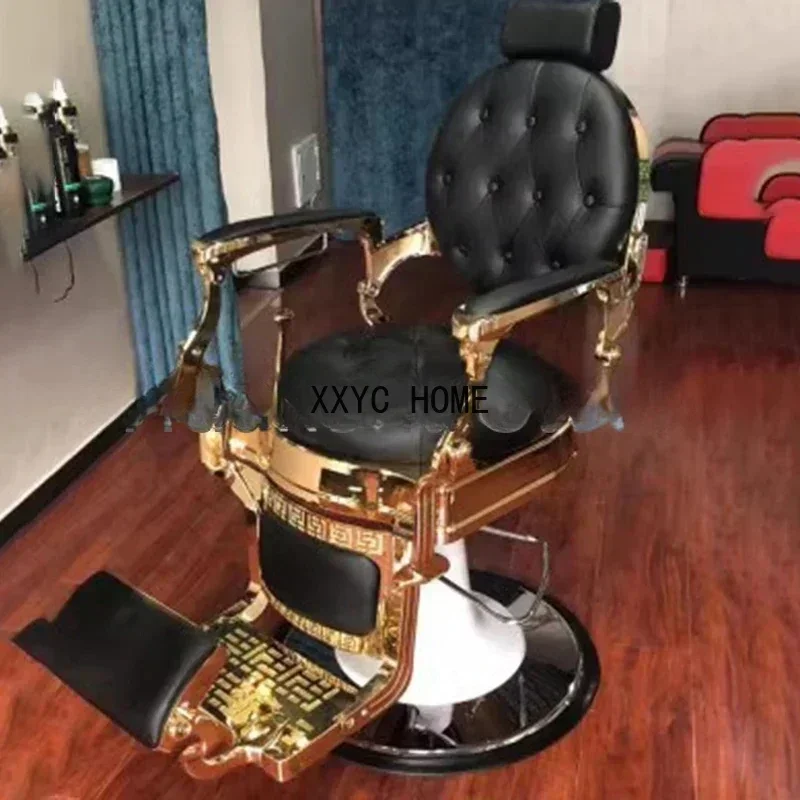 Luxury Stylist Chair Hairdressing Footrest Vintage Professional Barber Chair Leather Taburetes De Bar Barber Equipment LJ50BC