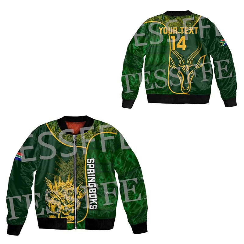 

Custom Name Africa Country South Africa Flag Tattoo Retro 3DPrint Casual Harajuku Sportswear Windbreaker Winter Bomber Jacket X1