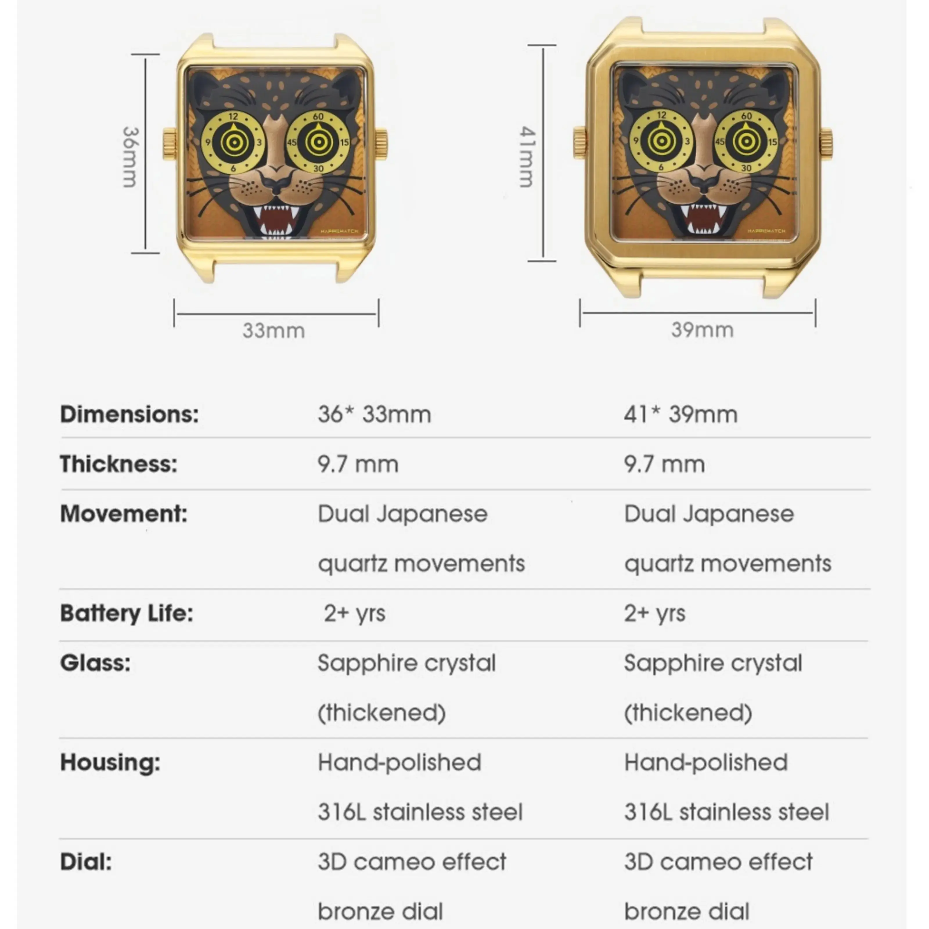 Happie Watch Couple Watches Men and Women Fashion Leather Stainless Steel Strap Square Lovers Watch Waterproof Quartz Wristwatch