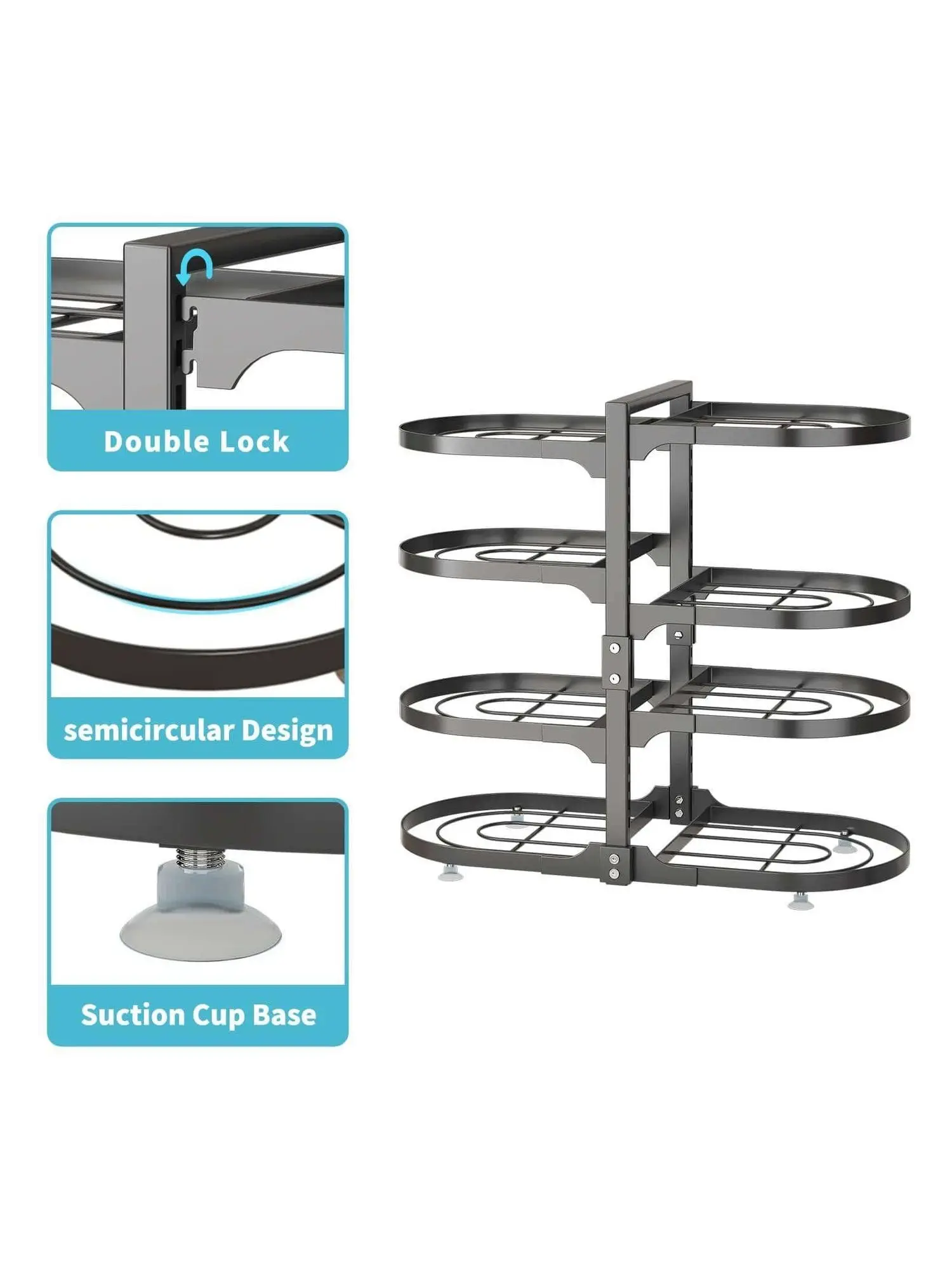 8 Tier Pots and Pans Lid Organizer Rack Holder, Adjustable Pot Organizer Rack for Under Cabinet, Pot Rack for Kitchen Organizati