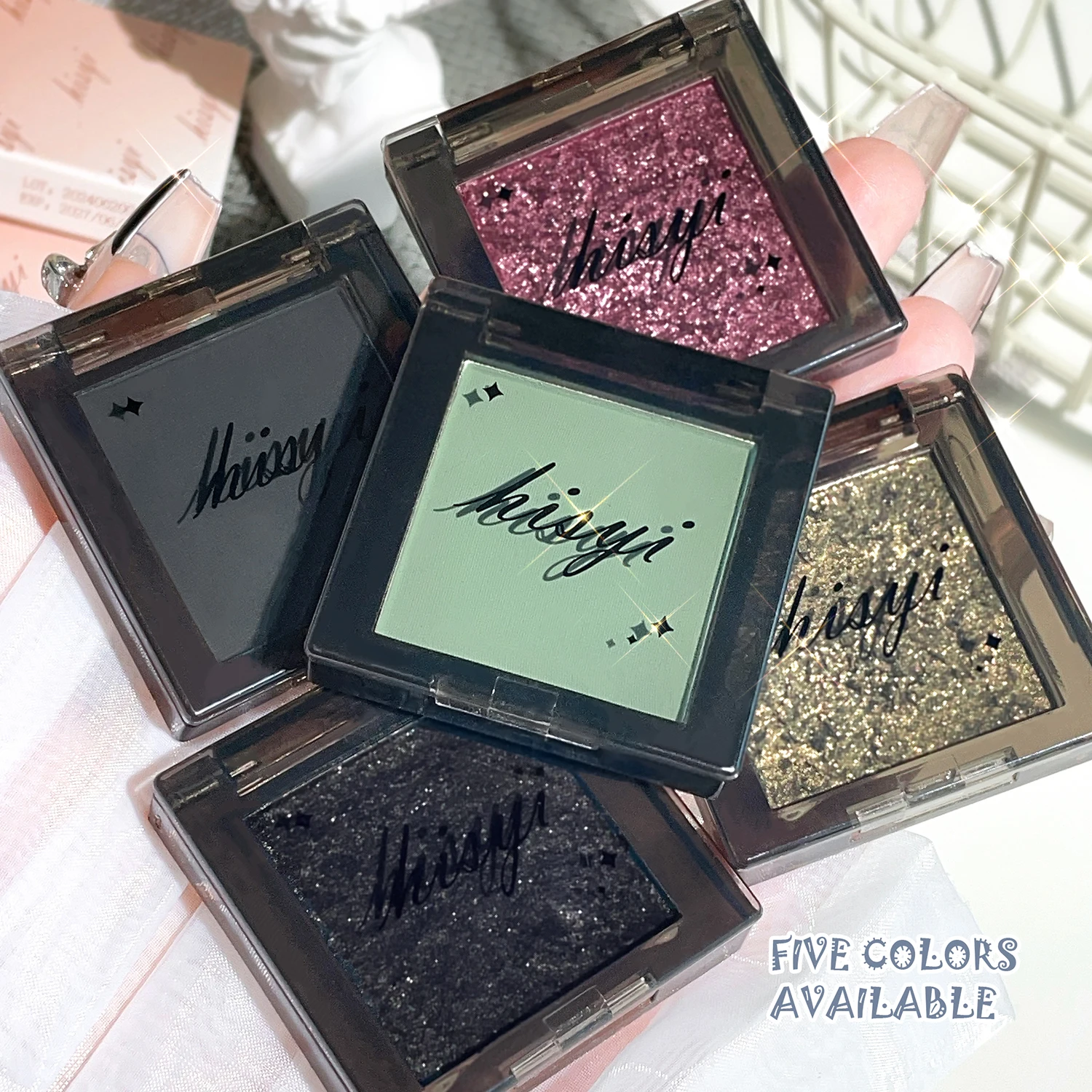 HISYI ダークマジックモノクロアイシャドウ真珠光沢のあるマットスパンコールグリッターパウダーアイメイクアップブライトニングナチュラルメイク