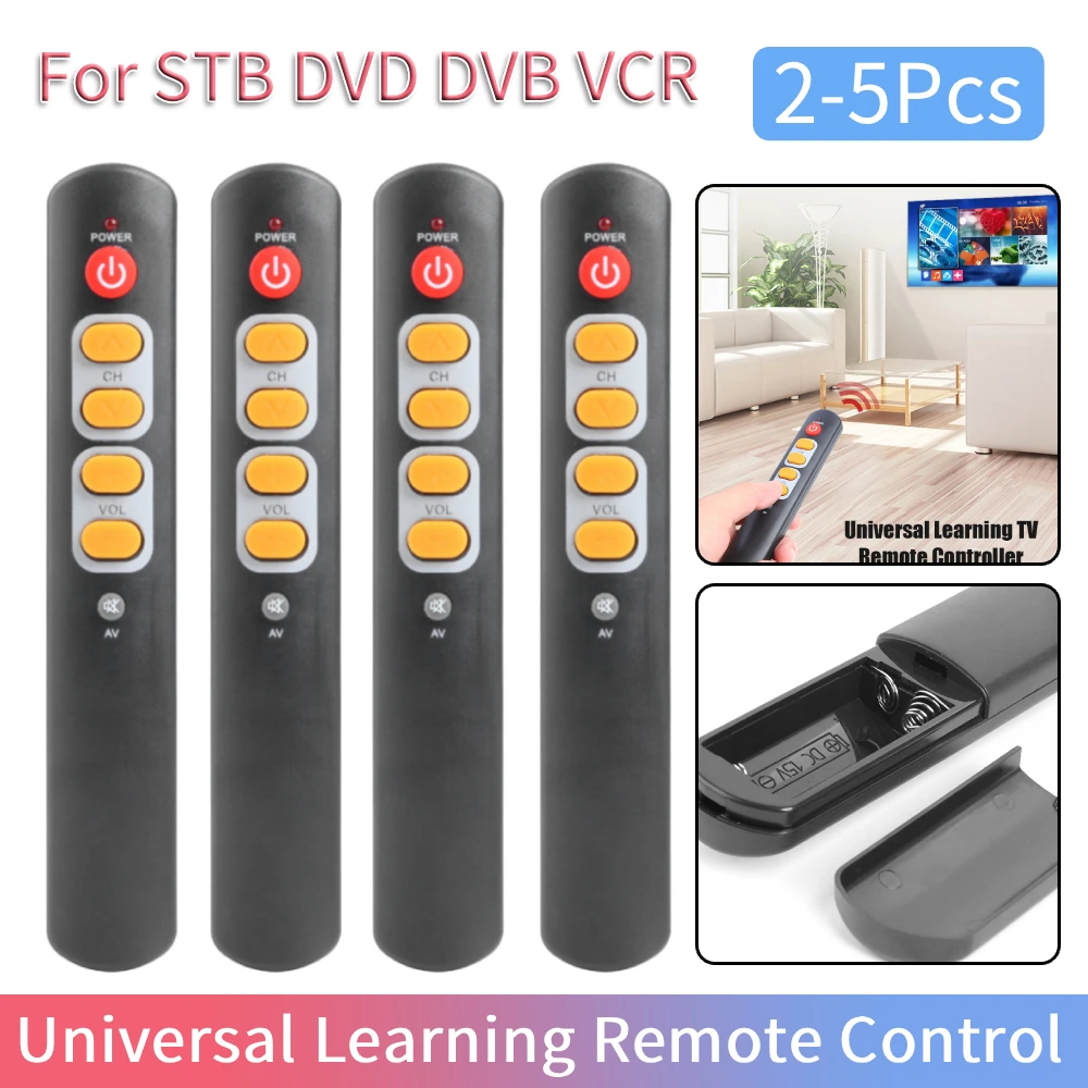 2-5Pcs Universal 6Key Learning Remote Control Big Yellow Button Copy Infrared IR Remote Controller For TV Box STB HIFI Amplifier