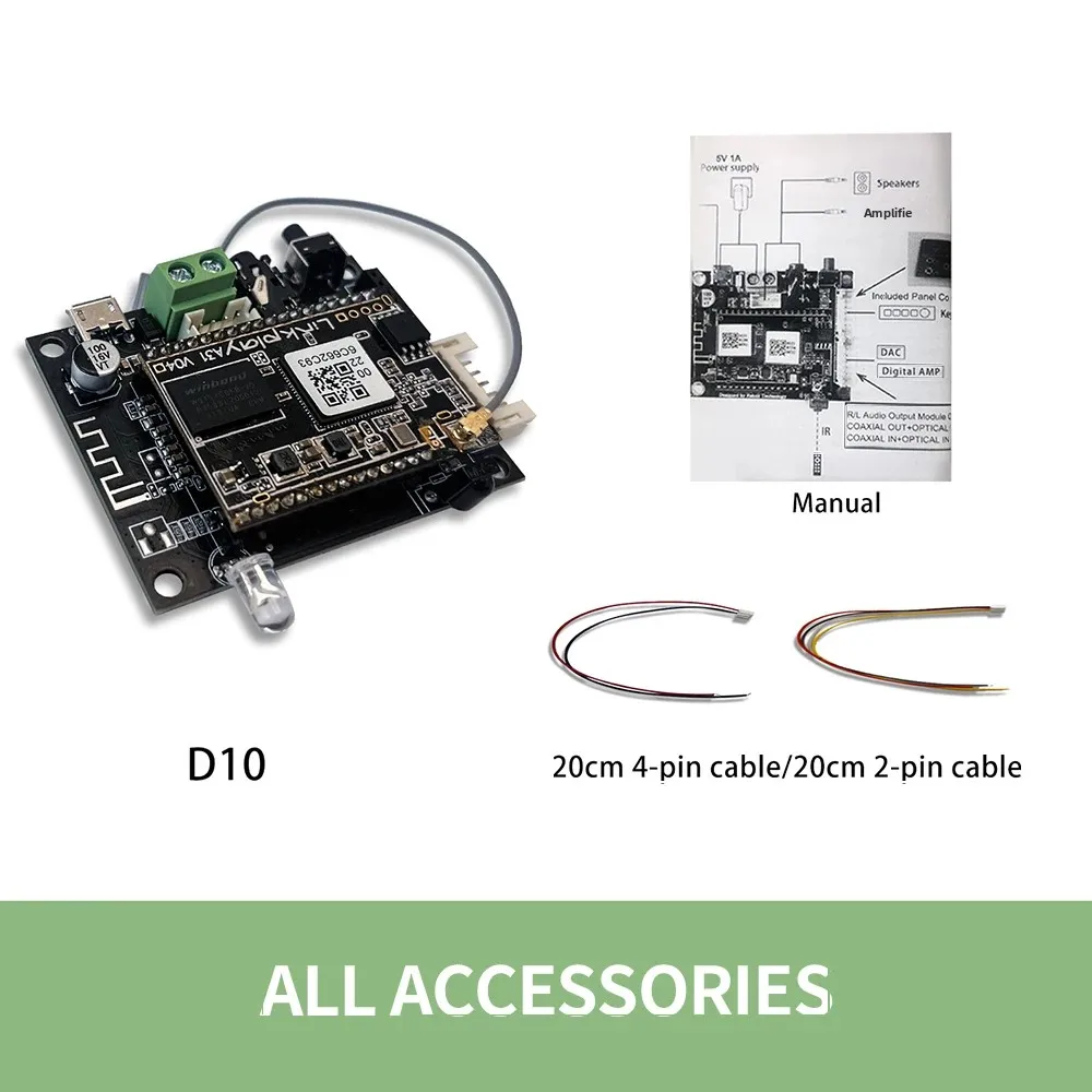 D10 Premium WiFi & Bluetooth 5.0 Audio Receiver Module, I2S/Analog Output with ESS9023, Supports AirPlay & DLNA view 3