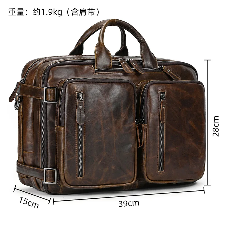 Valigette da uomo retrò Pendolarismo all'aperto Valigette da lavoro multifunzionali Borse in pelle per il tempo libero Портфель MHGWB