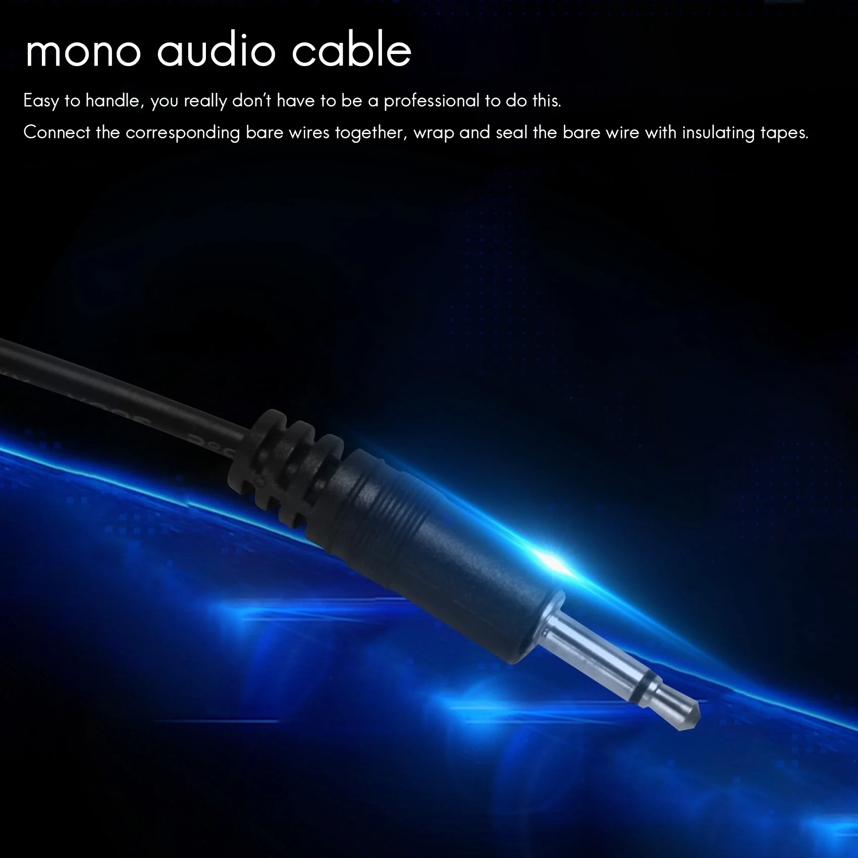 10 قطعة استبدال ذكر التوصيل إلى سلك عاري نهاية مفتوحة TS 2 القطب أحادية 1/8 بوصة 3.5 مللي متر التوصيل وصلة مرفاع كابل الصوت إصلاح الساخن