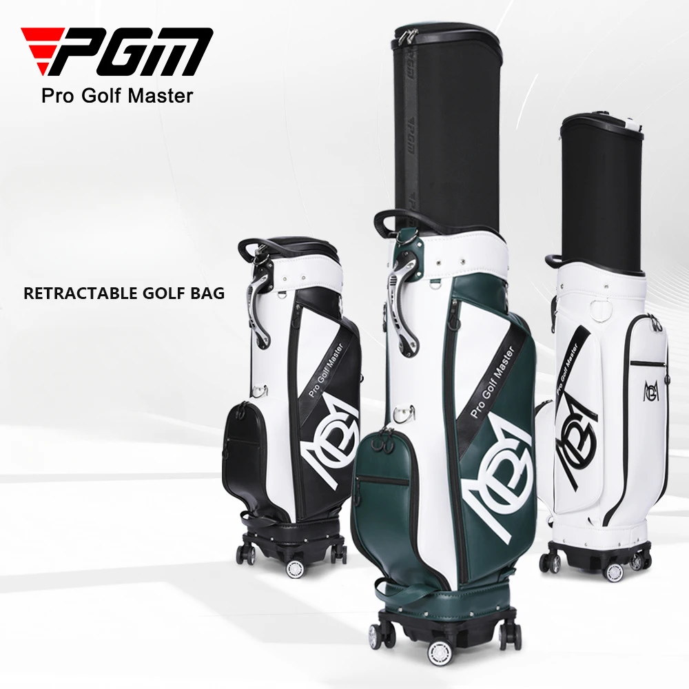 PGM Men Golf Bag Hard-shell Telescopic Microfiber Skin Universal Four-wheel Flat Push Air Consignment Golf Air Bag QB157