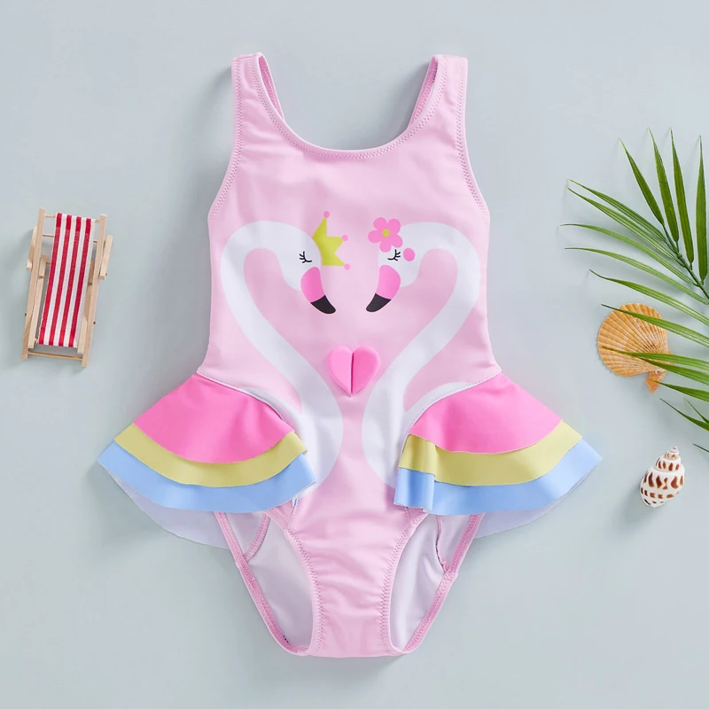 Maillot de bain imprimé ballon coeur pour enfants, manches volantes, vêtements de plage, costumes de bain, 18 mois – 6 ans, offre spéciale, nouvelle collection