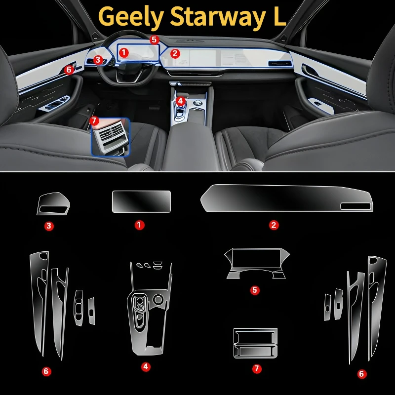 

For Geely StarwayL 21-24 interior protection Dashboard Multimedia GPS Navigation Transparent Scratch-Resistant Film Modification