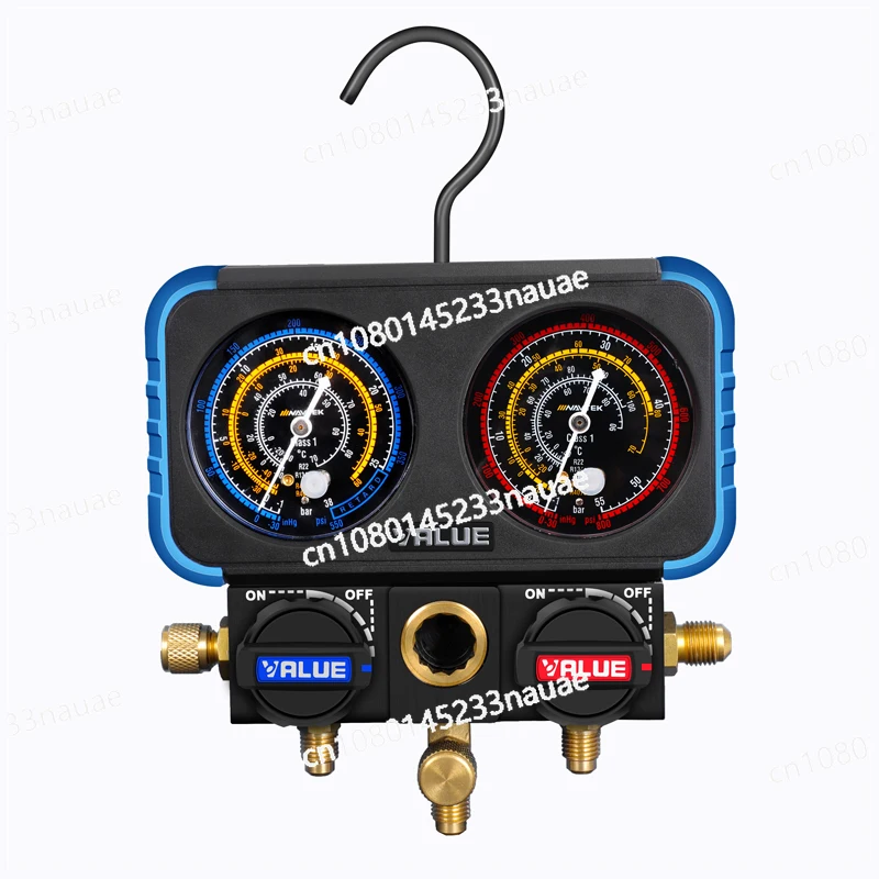 

Automotive Air Conditioning Refrigerant Snowflake Seed Pressure Gauge R22r410R134a with Fluorine Liquid Dual Gauge Main Valve