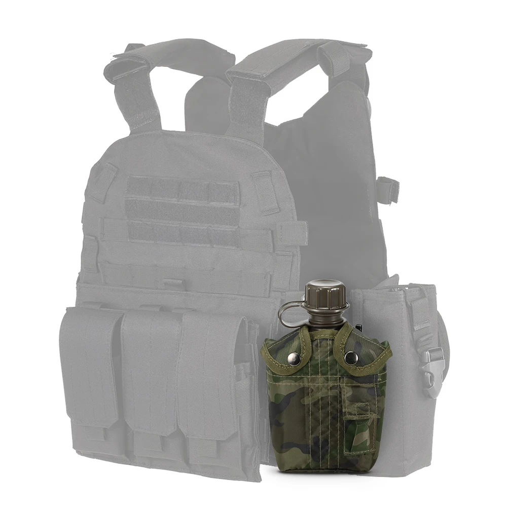 1L Outdoor Military Canteen Bottle Camping Hiking Backpacking Survival Water Bottle Kettle with Cover canteen bottle with cover