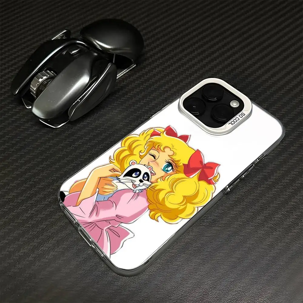 حافظة هاتف أنيمي مانغا كاندي لهاتف آيفون 17،16،15،14،13،12،11 بلس، برو ماكس غطاء أبيض غير لامع مقاوم للصدمات