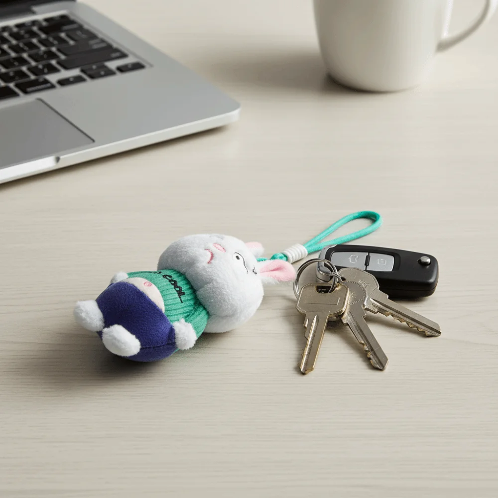 New Design Pink Color Pig Keychain Soft Funny Expressions Keychain Ugly Cute Design Nylon Rope Backpack Keychain Birthday Gift