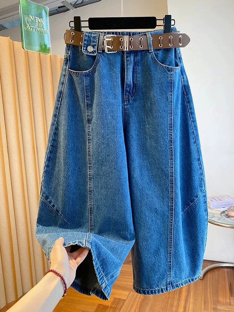 

Retro American Washed Jeans Loose Women's Summer New Style Spicy Girl Lazy Loose Feeling Seven-Five Middle Pants