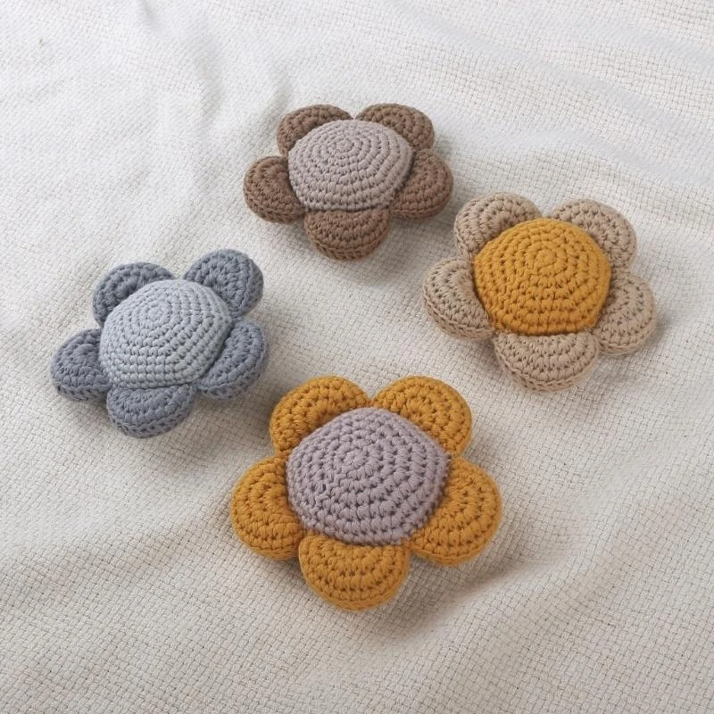 Brinquedo bonito flor crochê recheado tricô flor boneca apaziguar brinquedo para bebês 15UB