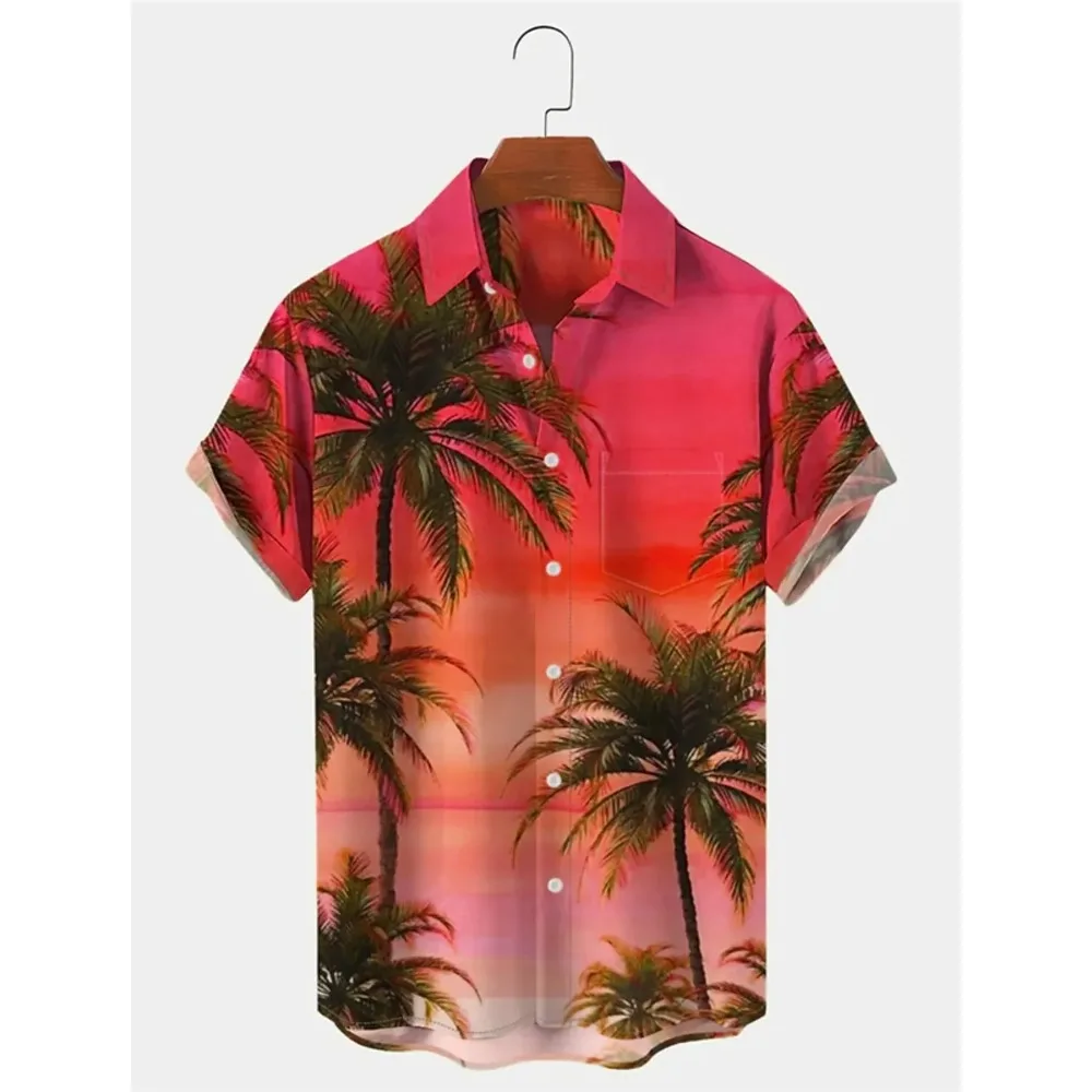 

Summer Hawaiian Men's Shirt Shirt Graphic Prints Palm Tree Turndown Outdoor Street Short Sleeves Button-Down Print Clothing