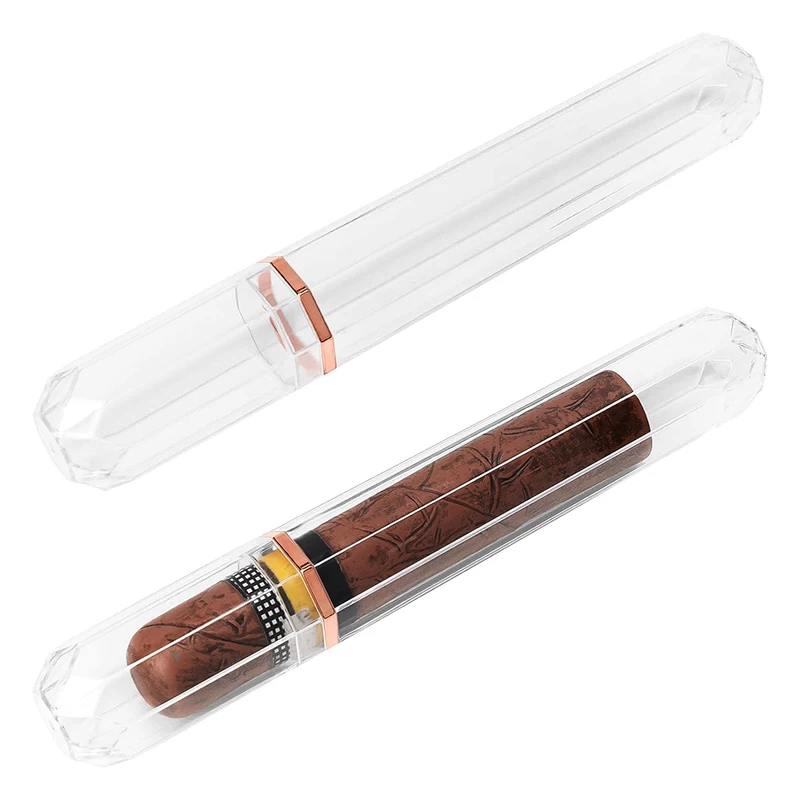 22mm Large-Diameter Acrylic Transparent Cigar Moisture-Proof Tube Travel Portable Cigar Moisture-Proof Box Men'S Cigar Accessory