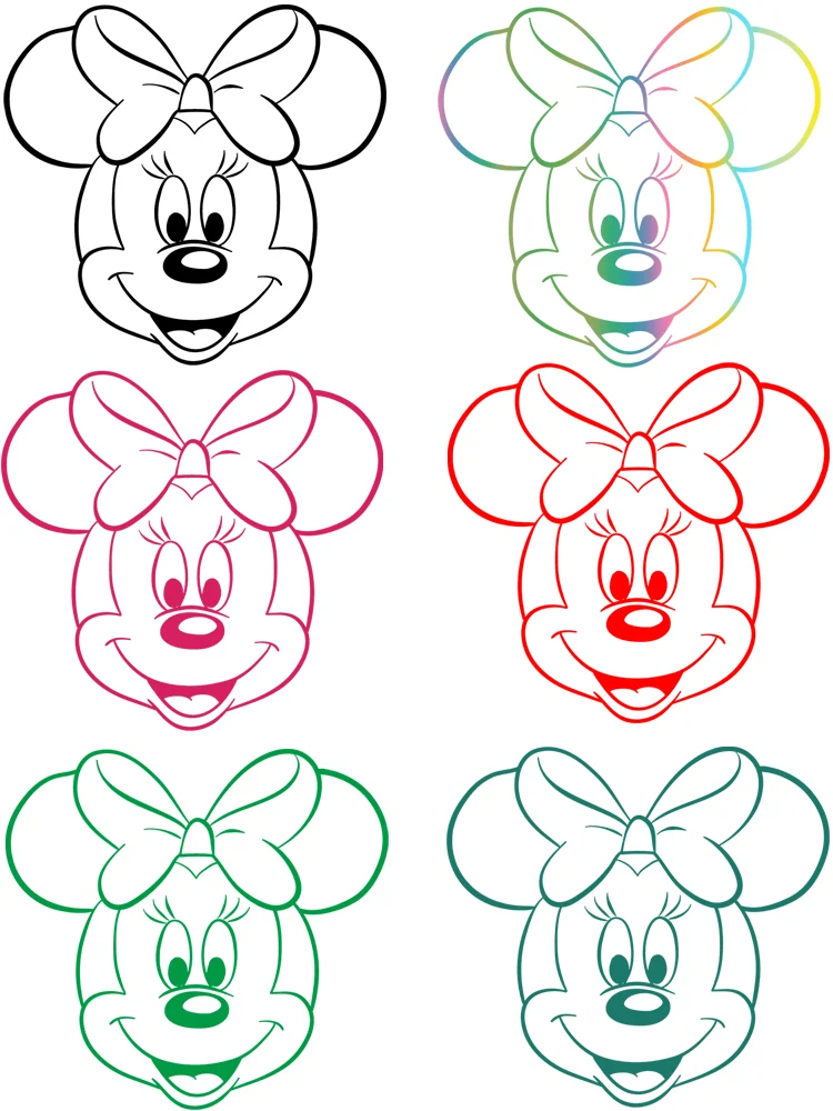 Wielokolorowy nadruk Myszki Minnie na naszywki na ubrania naklejki termotransferowe w paski na ubraniach