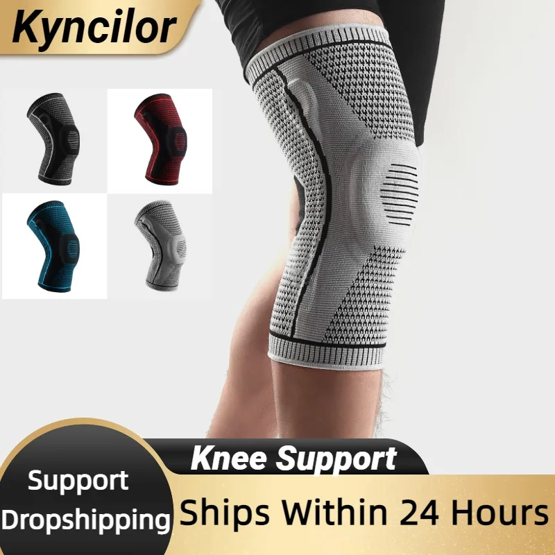 Knee Pads Strap Patella Medial Support Strong Meniscus Silicone Compression Protection Sport Knee Braces Basketball Running Prot