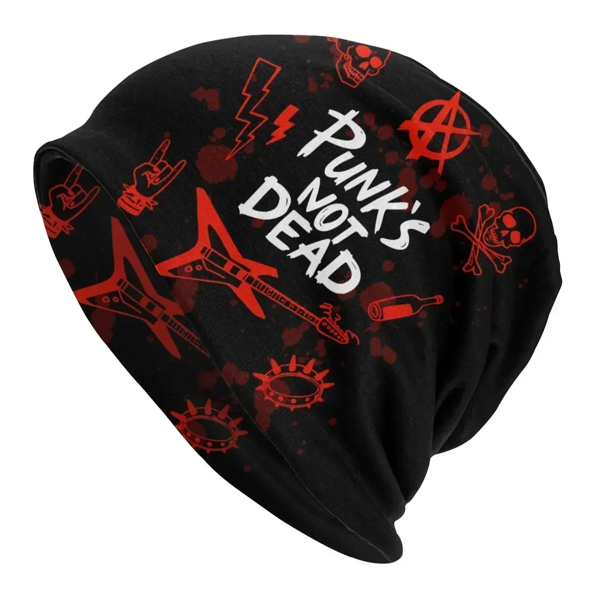 Heavy Punk Rock Music Not Dead Unisex Slouchy Beanie sombreros para mujeres y hombres, Skullies de punto Hippie, gorros para esquí de invierno