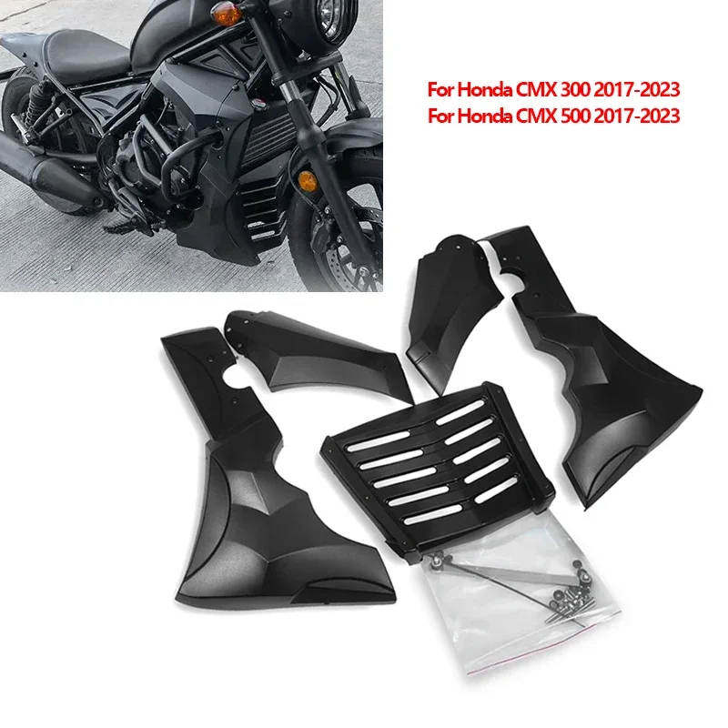 

Motorcycle Black Lower Chin Fairing Under Front Spoiler Cover Belly Pan Panel Engine Guard For Honda Rebel CMX 300 500 2017-2023