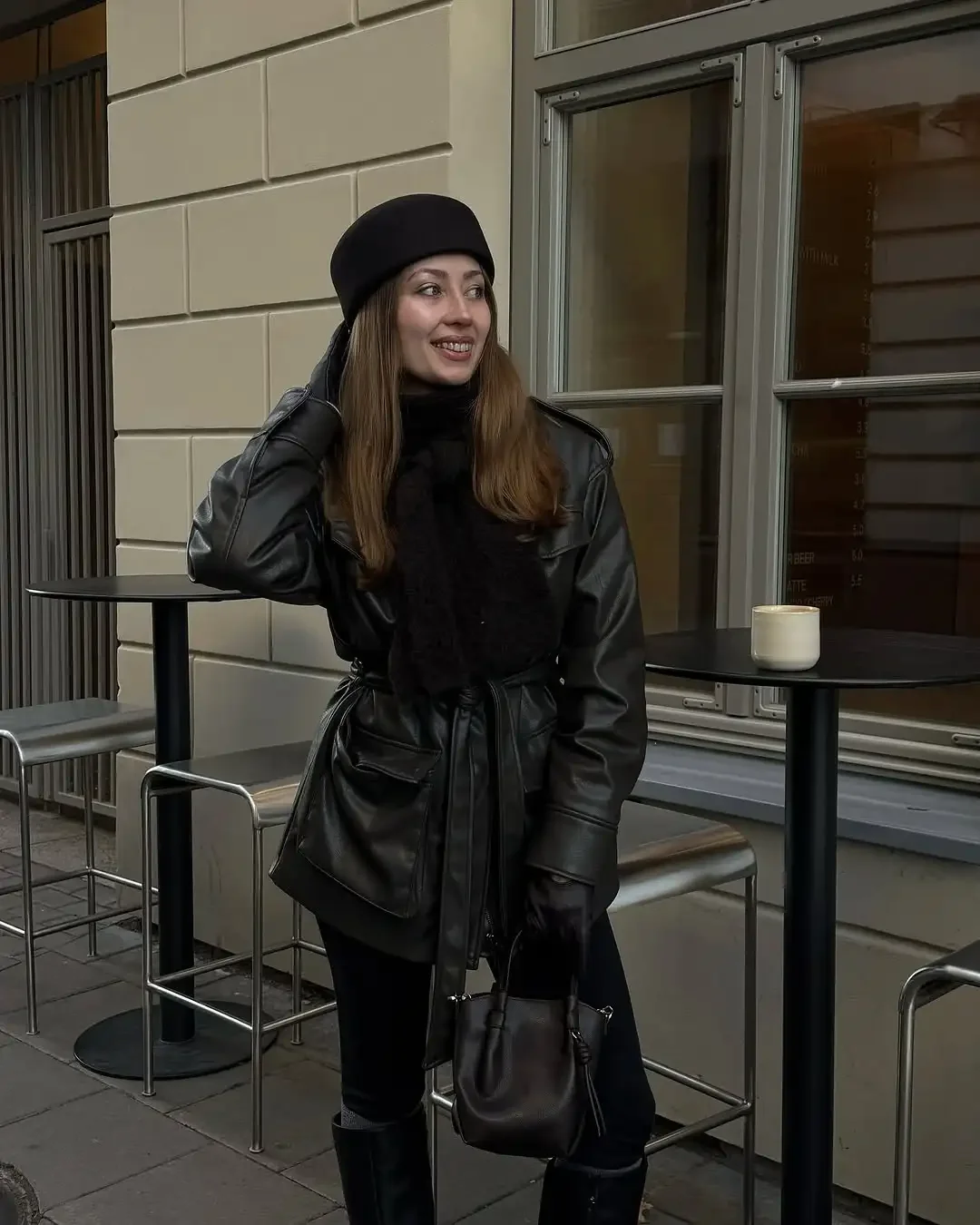 Giacca da donna in pelle con lacci retrò tinta unita Giacca casual con risvolto a maniche lunghe Tasca Giacche larghe Lady Capispalla da strada per pendolari quotidiani