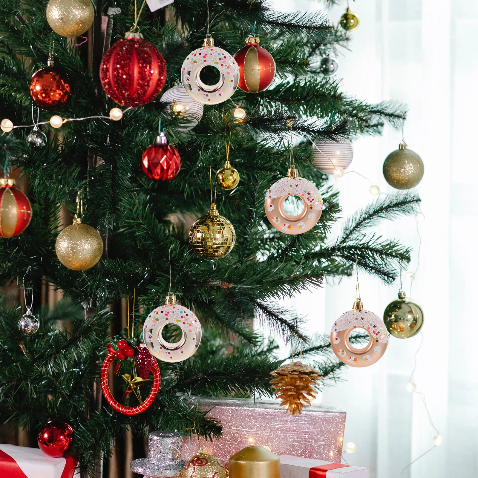 

Christmas Ball Pendant Unique Ornaments Realistic Dessert Hanging Mini Plastic Donut Crafts Donuts