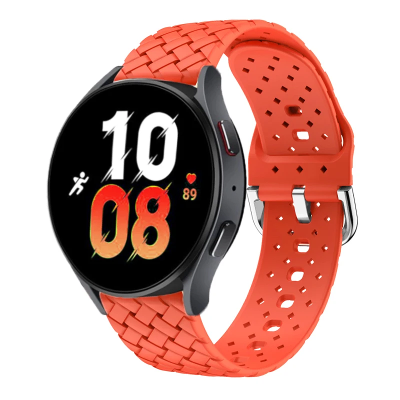 Silicone watchBand for Samsung Galaxy Watch 6/5-pro/4 Classic active 2 40mm 44mm 20mm Braided hole bracelet Huawei gt 3-2e strap