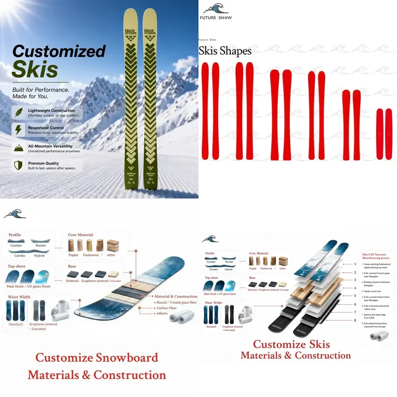 Winter Freestyle Freeride All Mountain Skis Carbonfiber Reinforced 1 Year Warranty OEM/ODM Customized Factory