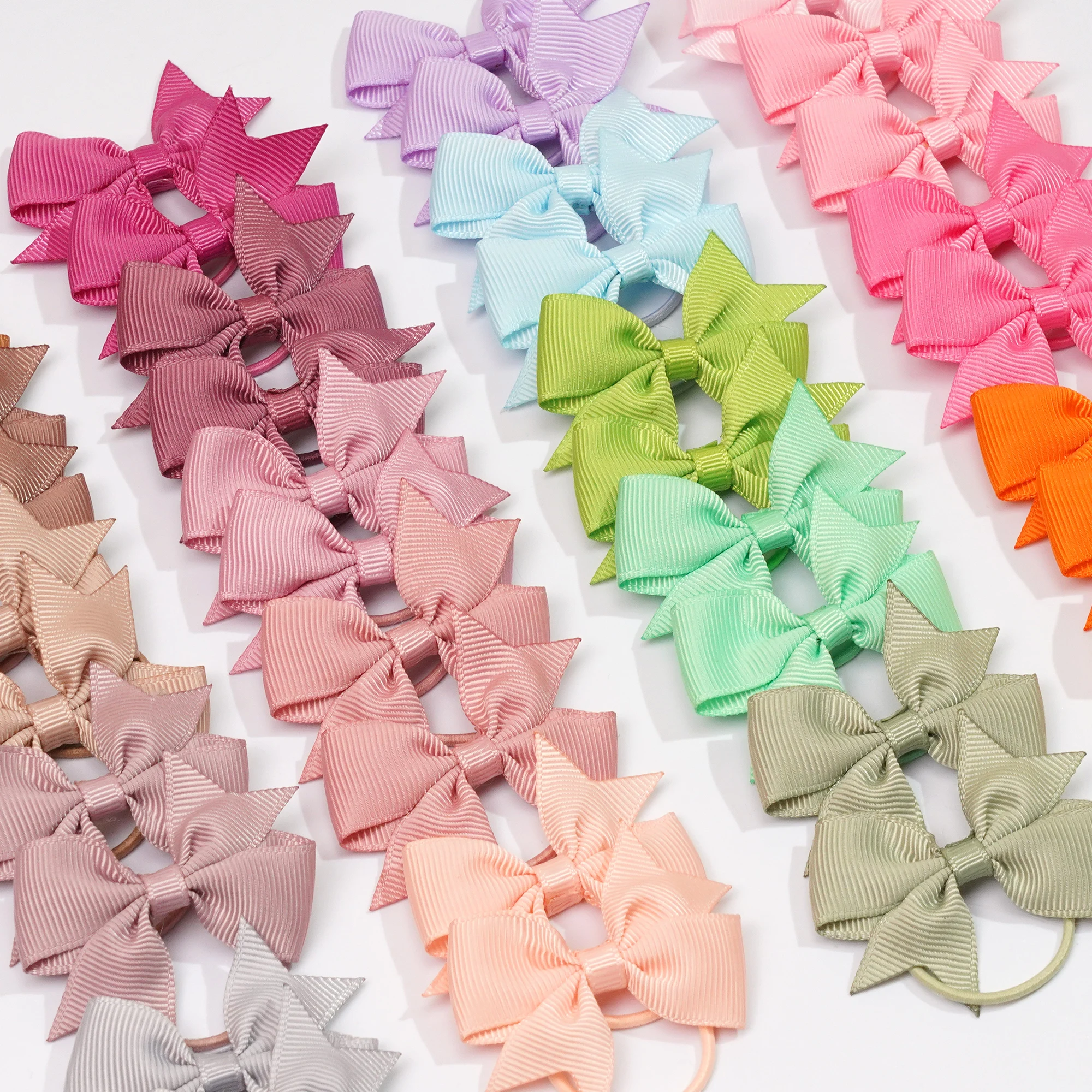 40/60/80Pcs 2 "Grosgrain Lint Pigtail Hair Bows Elastische Haarbanden Haarbanden Houders Haar Accessoires Voor Baby Meisjes Zuigelingen