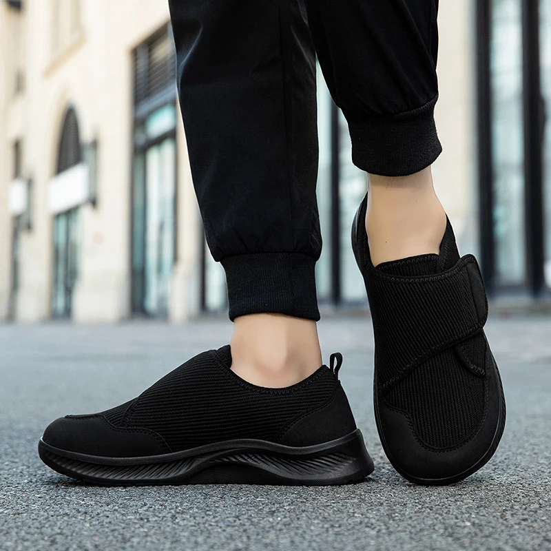 Atmungsaktive Netz‑Freizeitschuhe für Herren mit breiter Zehenkappe, verstellbarer Klettverschluss, leichte stoßdämpfende Sohle, orthopädische Schuhe für Senioren, Hallux Valgus, geschwollene Füße und diabetische Füße – Detail 12