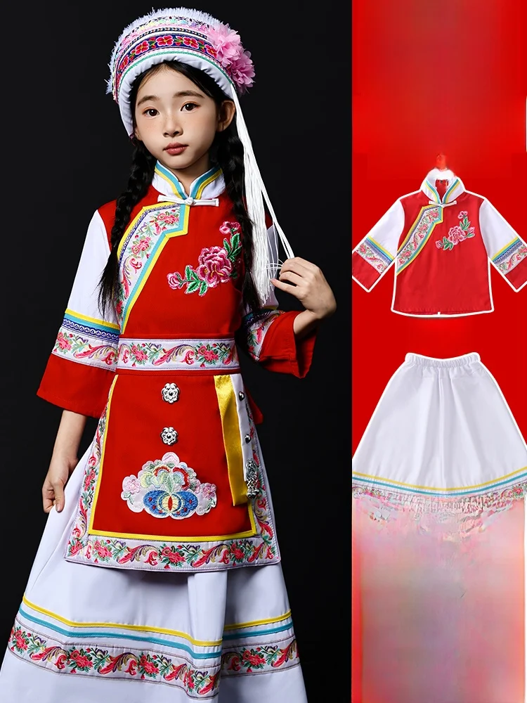 

Детский белый этнический костюм для девочек, наряд для выступлений, платье-флейта, наряд для девочек Minori Sle