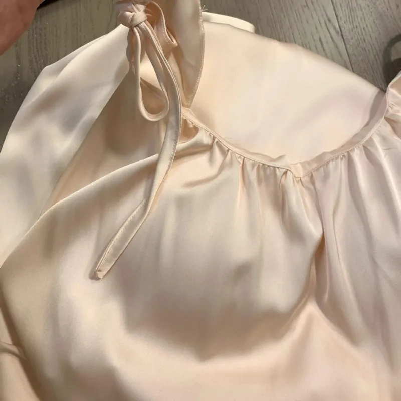 High-End Feel Ice Silk Camisole Nightdress, Summer Women's New Style with Chest Pad, Long Nightgown, Homewear for Summer