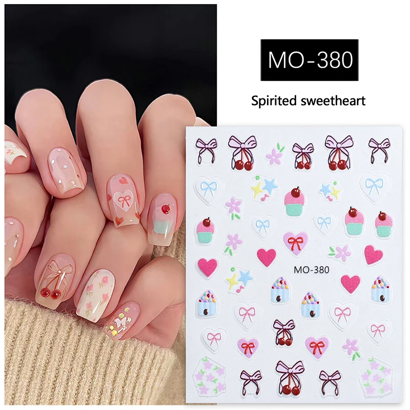 Cute Bow Love Nail Sticker Sweet Nail Styling Stereoscopic Relief For Girl Nail Decal Nail Art Salon Nail Art Enthusiasts