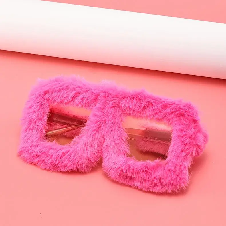 Oversized Plush Sunglasses Soft Fluffy Party Christmas Halloween Cosplay Square Frame Sun Glasses Style Novelty Glasses