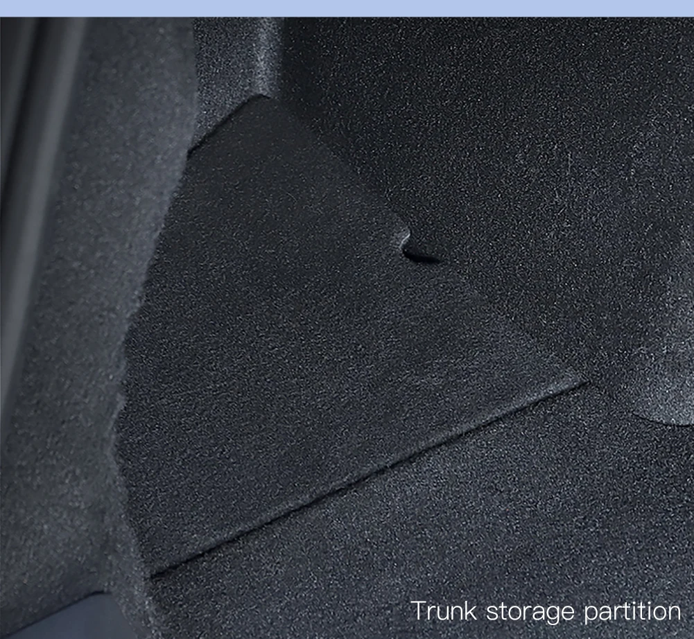 YZ Kofferraum-Seitenstauraumbox für Tesla Model Y Juniper 2025-2026 mit beflockter TPE-Abdeckung, Matte und Trennwand zur zusätzlichen Stauraumnutzung – Detail 29