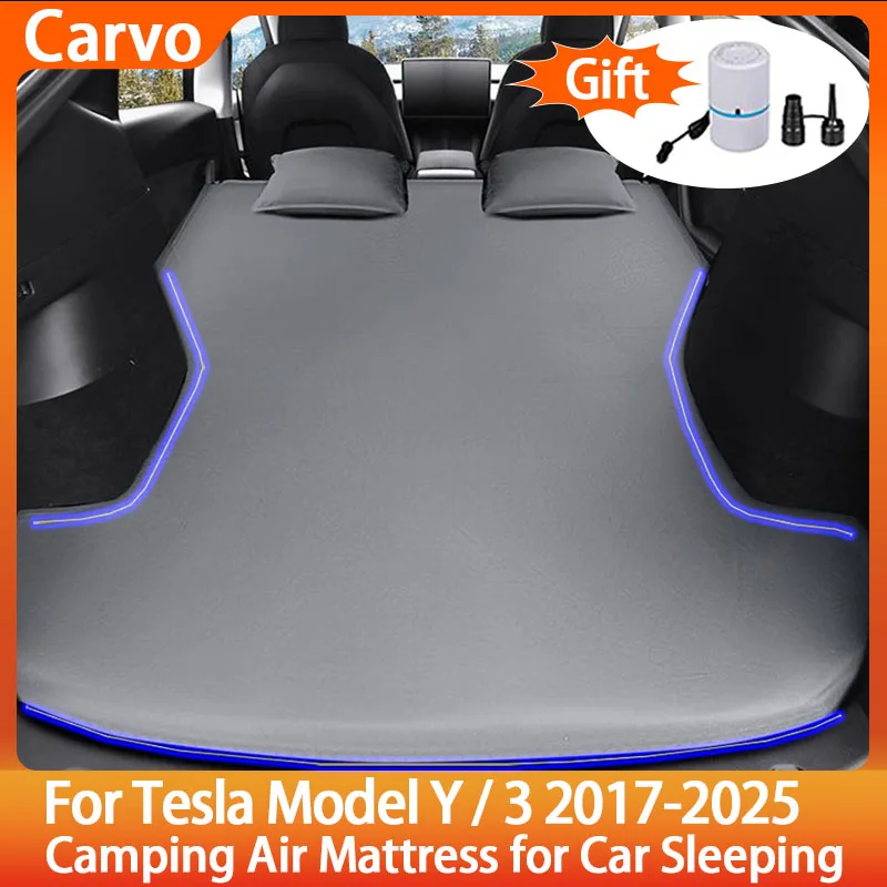 

Универсальный надувной надувной матрас для Tesla Model Y и Model 3 2017-2025, все модели-замшевая ткань, автомобильная кровать для кемпинга на открытом воздухе