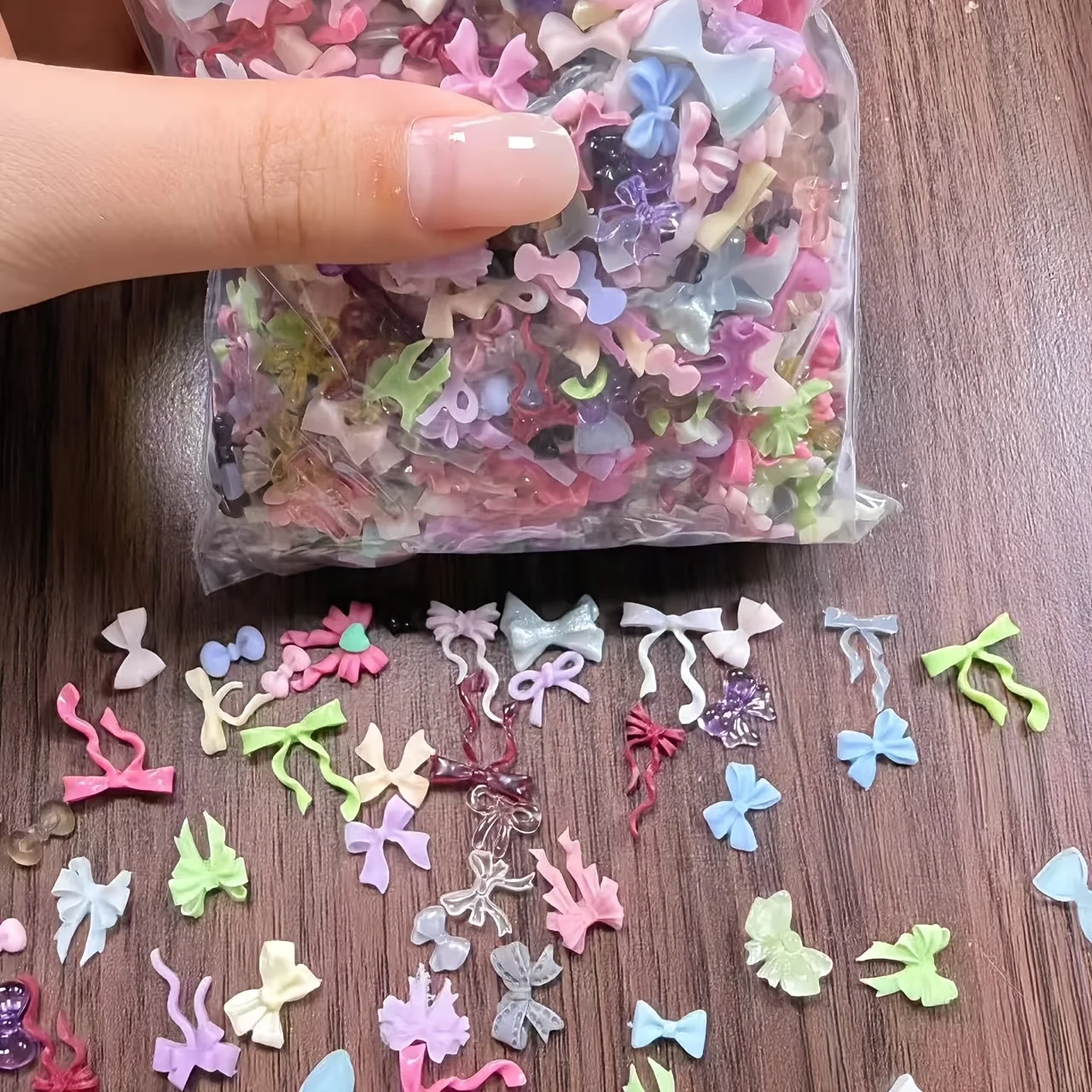 30g Mixed Mini Bow Resin Nail Charms Multicolor 3D Bowknot Nail Decor Y2K Sweet DIY Manicure Accessories For Acrylic Nails