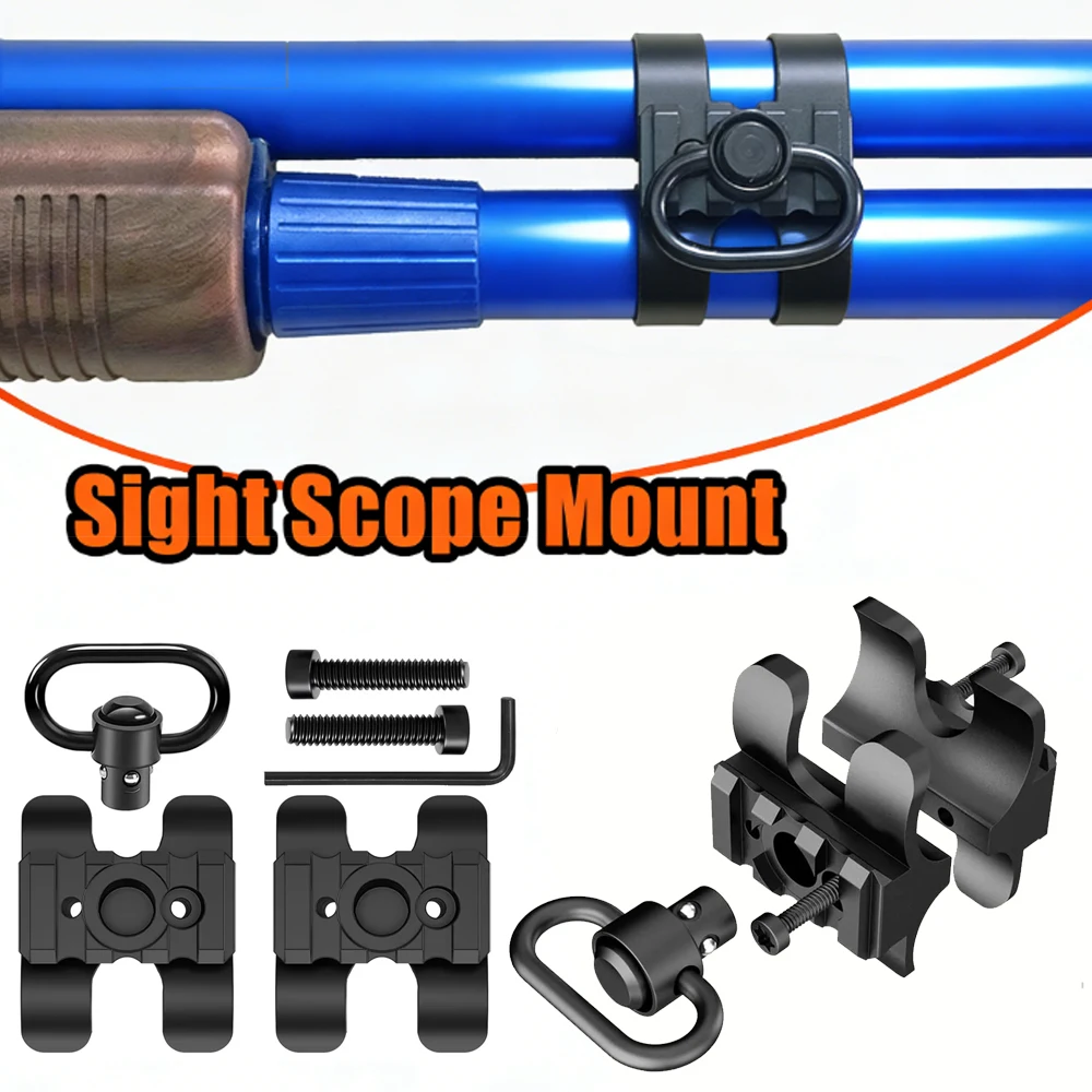 

Tactical Shotgun Barrel Clamp Mount with QD Sling Swivel Picatinny Rail Shotgun Flashlight Sling Mount for 12GA Shotguns